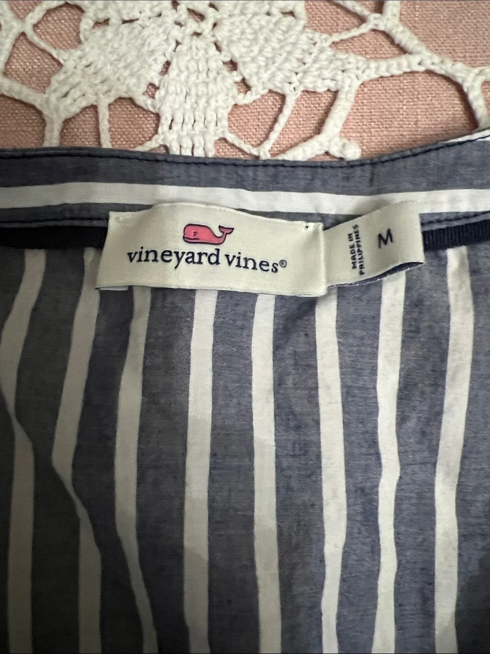 Vineyard Vines Navy and White Striped Sleeveless Peplum Tunic